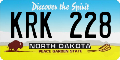 ND license plate KRK228