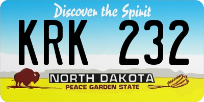 ND license plate KRK232