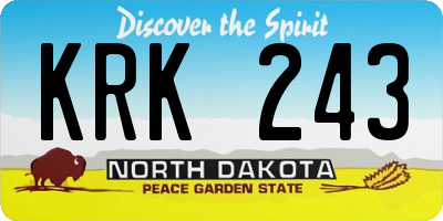 ND license plate KRK243