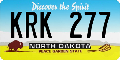 ND license plate KRK277