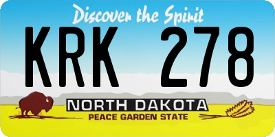 ND license plate KRK278