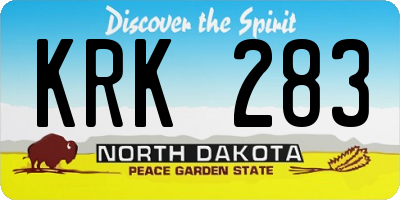 ND license plate KRK283