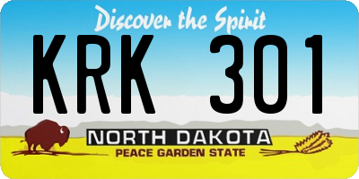 ND license plate KRK301
