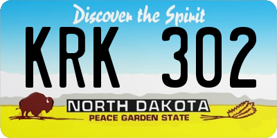 ND license plate KRK302