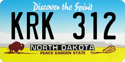 ND license plate KRK312