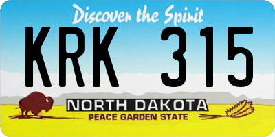 ND license plate KRK315
