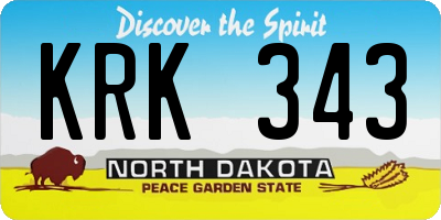 ND license plate KRK343