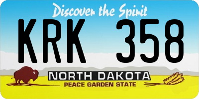 ND license plate KRK358