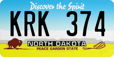 ND license plate KRK374