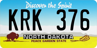 ND license plate KRK376