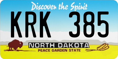 ND license plate KRK385