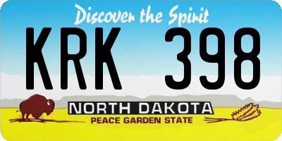 ND license plate KRK398