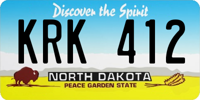 ND license plate KRK412