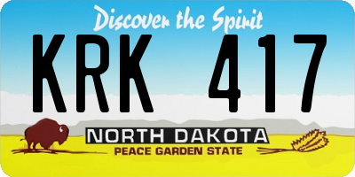 ND license plate KRK417