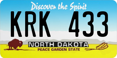 ND license plate KRK433