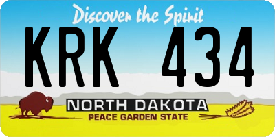 ND license plate KRK434
