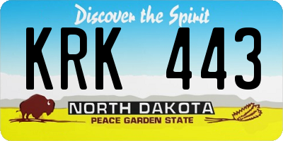 ND license plate KRK443