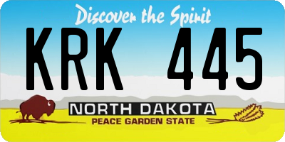 ND license plate KRK445