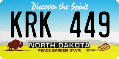 ND license plate KRK449