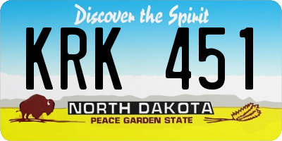 ND license plate KRK451