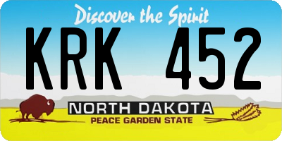ND license plate KRK452