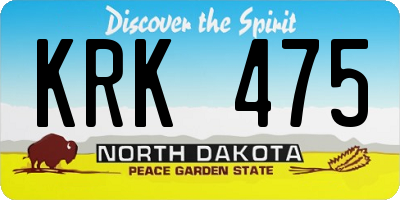 ND license plate KRK475