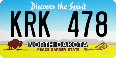 ND license plate KRK478