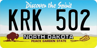 ND license plate KRK502