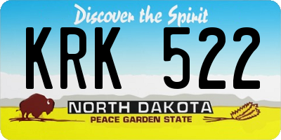 ND license plate KRK522