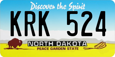 ND license plate KRK524