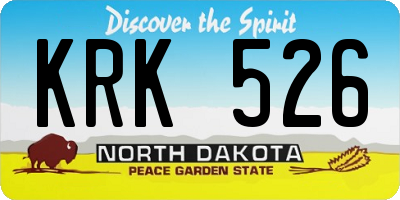 ND license plate KRK526