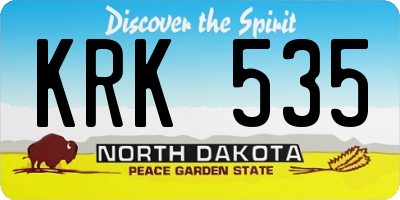 ND license plate KRK535