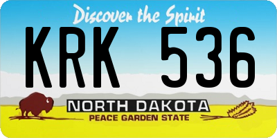 ND license plate KRK536