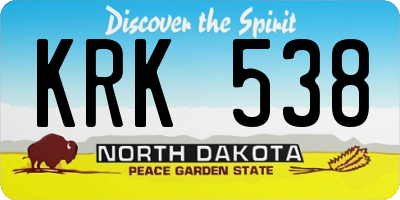 ND license plate KRK538
