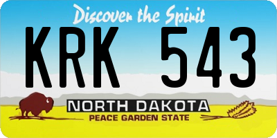 ND license plate KRK543