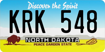 ND license plate KRK548