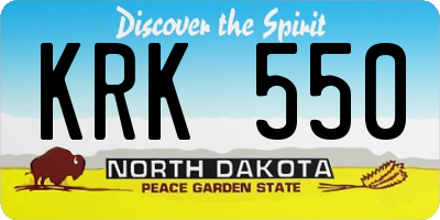 ND license plate KRK550