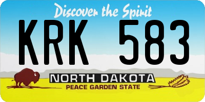ND license plate KRK583