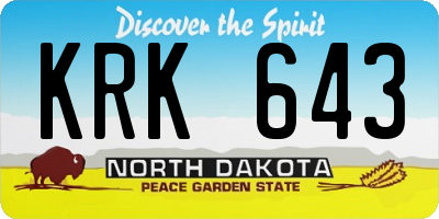 ND license plate KRK643