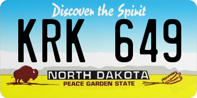 ND license plate KRK649