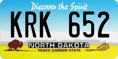 ND license plate KRK652