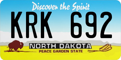 ND license plate KRK692