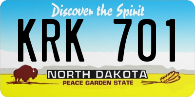 ND license plate KRK701