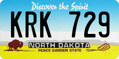 ND license plate KRK729