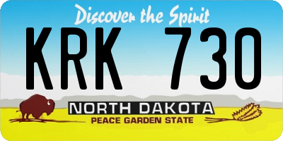 ND license plate KRK730