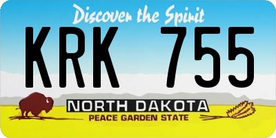 ND license plate KRK755