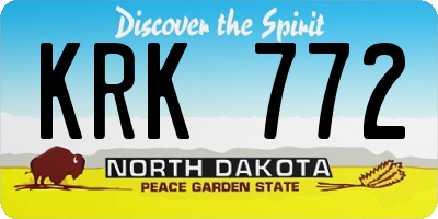 ND license plate KRK772
