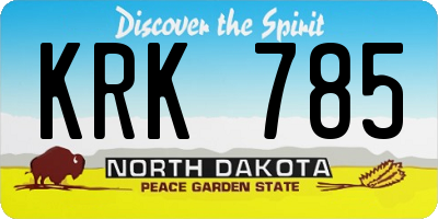 ND license plate KRK785