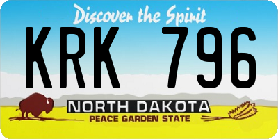 ND license plate KRK796