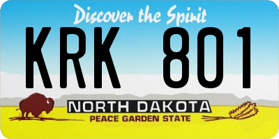 ND license plate KRK801